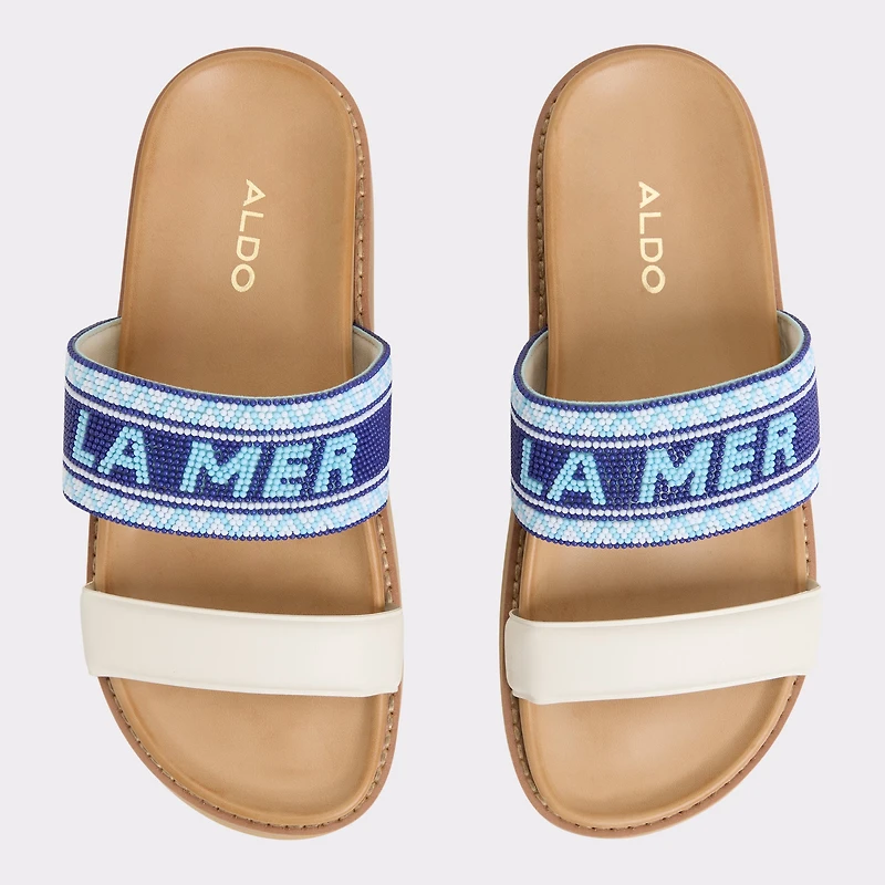 Beachvacay White/Blue Women's Footbed sandals | ALDO US