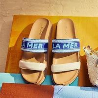 Beachvacay White/Blue Women's Footbed sandals | ALDO US