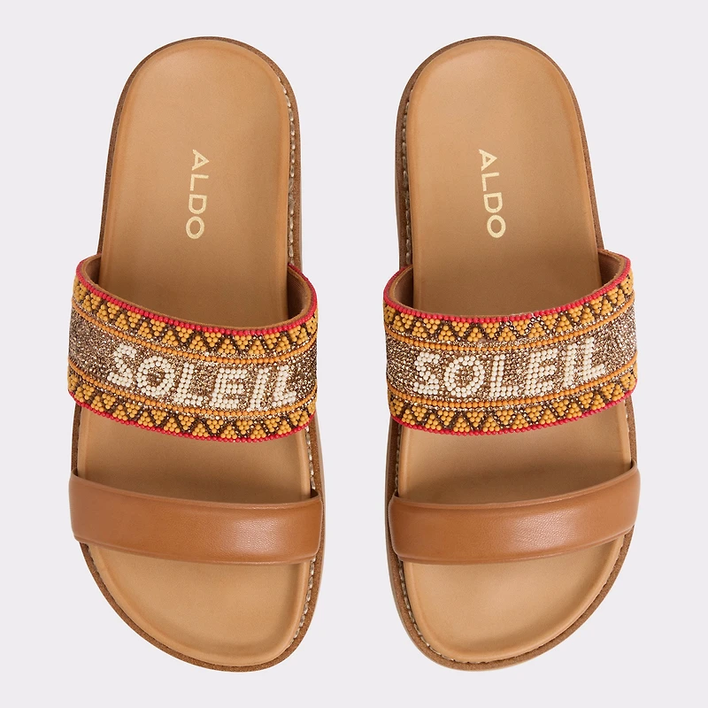 Beachvacay Brown Multi Women's Footbed sandals | ALDO US