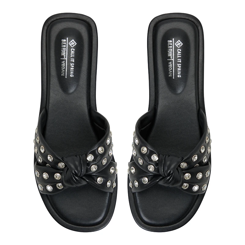 Apricot Débordement Noir Femmes Claquettes | Boutique Spring Canada