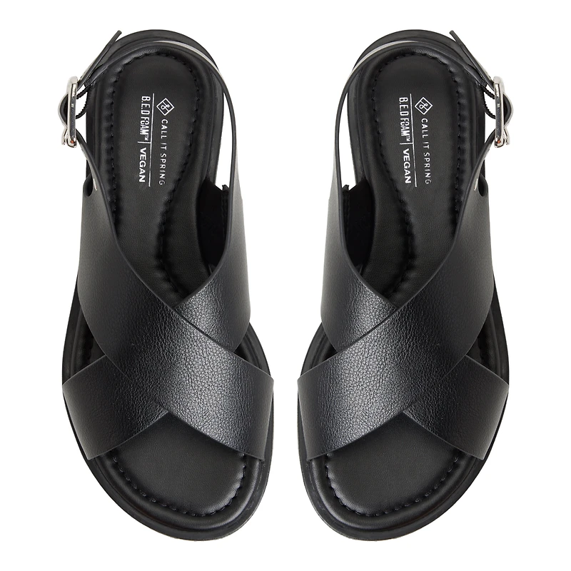 Avaline Black Women's Flat Sandals