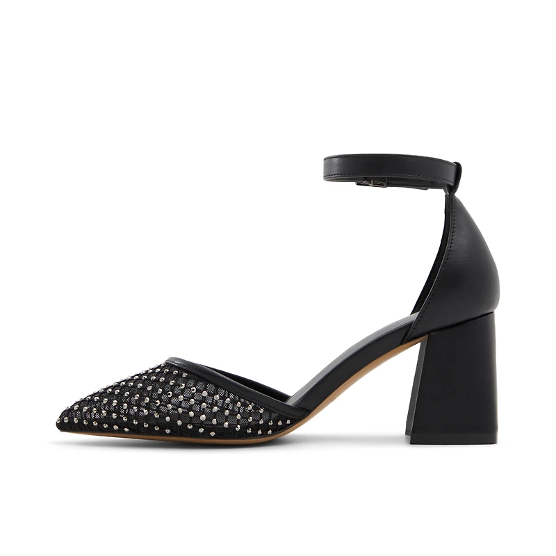 Daliaa Noir Toile Filet Femmes Talons chatons | Boutique Spring Canada