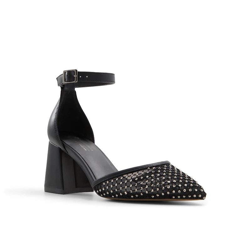 Daliaa Noir Toile Filet Femmes Talons chatons | Boutique Spring Canada