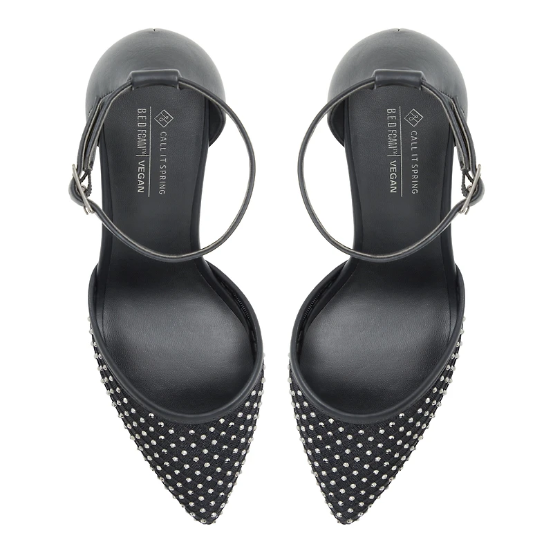 Daliaa Noir Toile Filet Femmes Talons chatons | Boutique Spring Canada