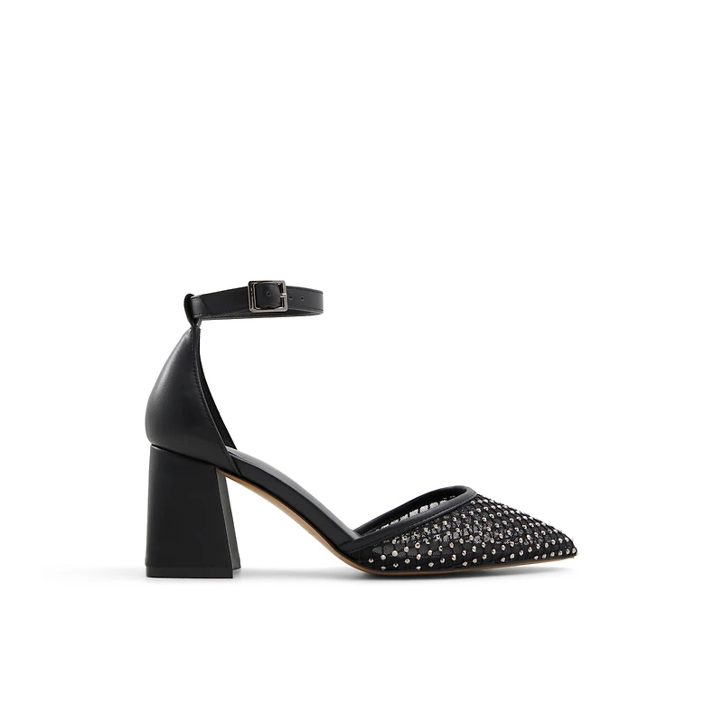 Daliaa Noir Toile Filet Femmes Talons chatons | Boutique Spring Canada