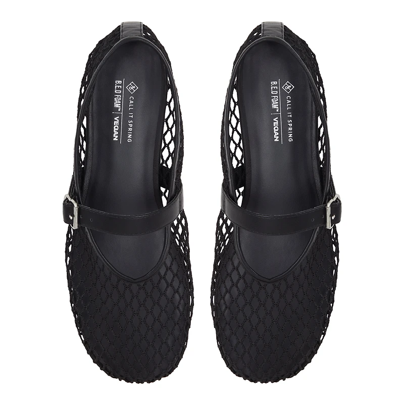 Elyiaa Black Textile Mesh Women's  Mary Janes