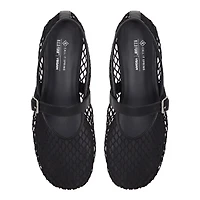 Elyiaa Black Textile Mesh Women's  Mary Janes