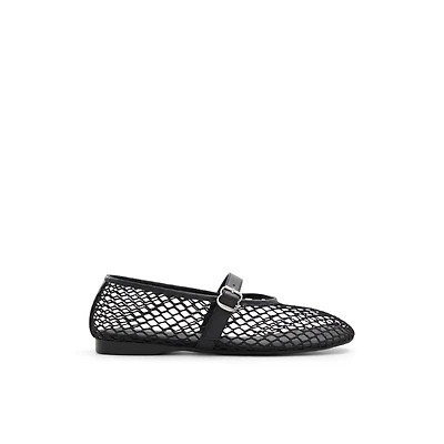 Elyiaa Black Textile Mesh Women's  Mary Janes
