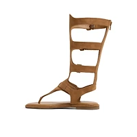 Mevia Dark Beige Women's Flat Sandals