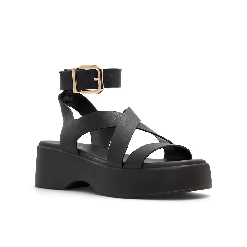 Raia Black Women's Flat Sandals