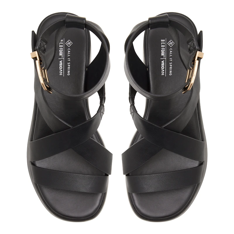 Raia Black Women's Flat Sandals