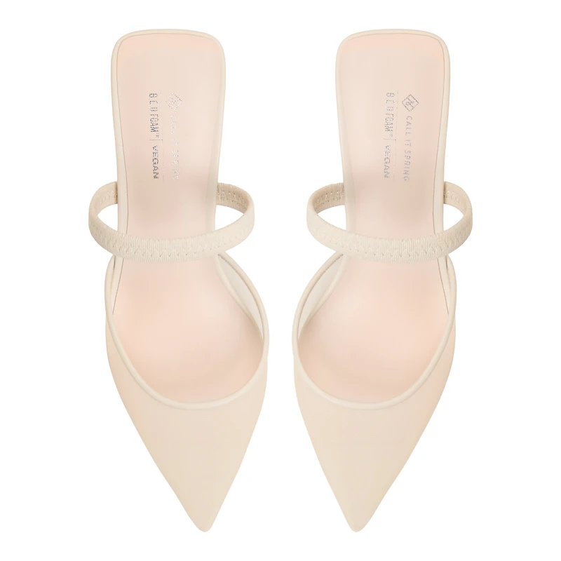 Zaydan Autre Beige Toile Filet pailleté Femmes Talons chatons | Boutique Spring Canada