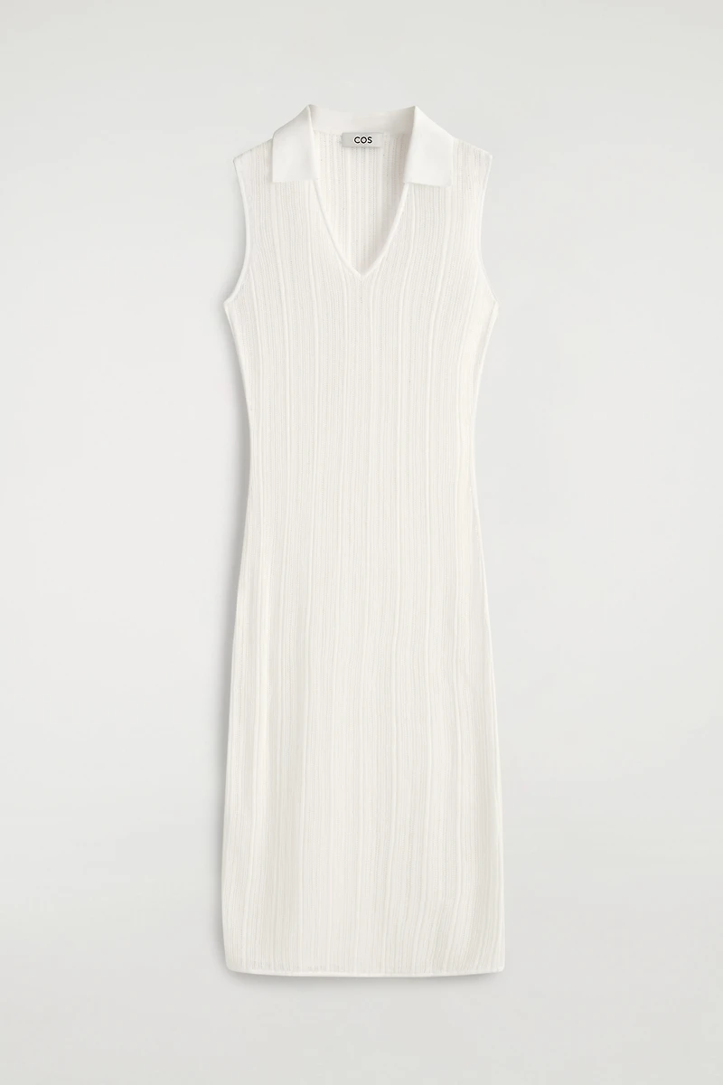 cos white knit dress SHEER LACE-KNIT Serra Polka Dot Mini Dress
