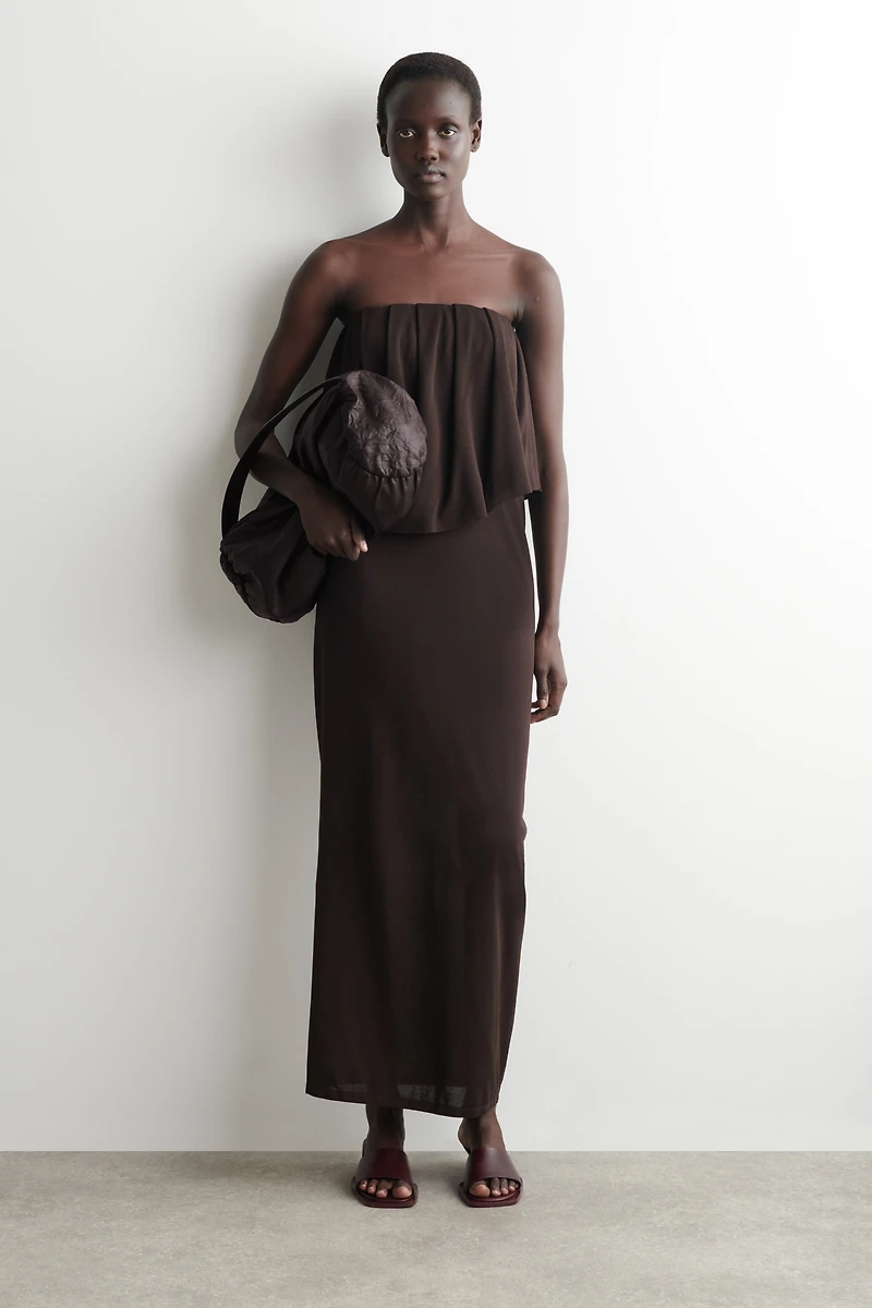 cos pleated knitted turtleneck maxi dress COS Women's Pleated Turtleneck Maxi Dress in Black