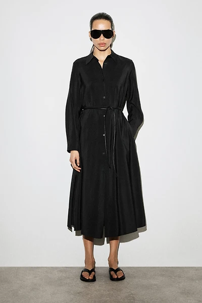 cos metallic linen shirt dress Cos Oversized Metallic-Linen Midi Shirt Dress In Beige - 60% Off