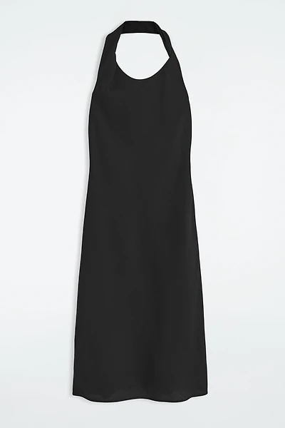 cos halterneck a-line maxi dress COS Halterneck A-line Maxi Dress in Natural
