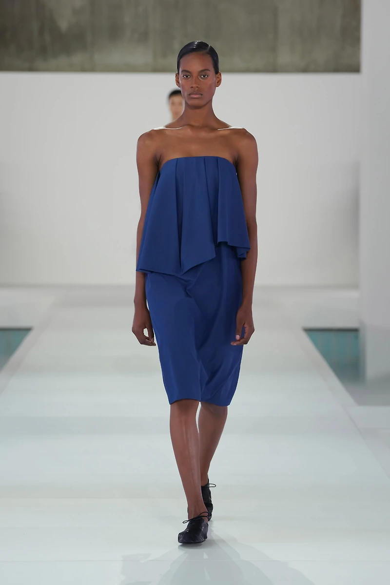 cos layered knitted midi dress LAYERED SHEER-KNIT BANDEAU MAXI DRESS - BITTER CHOCOLATE