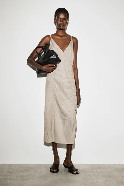 cos silk slip dress COS Open-stitch Satin Slip Dress