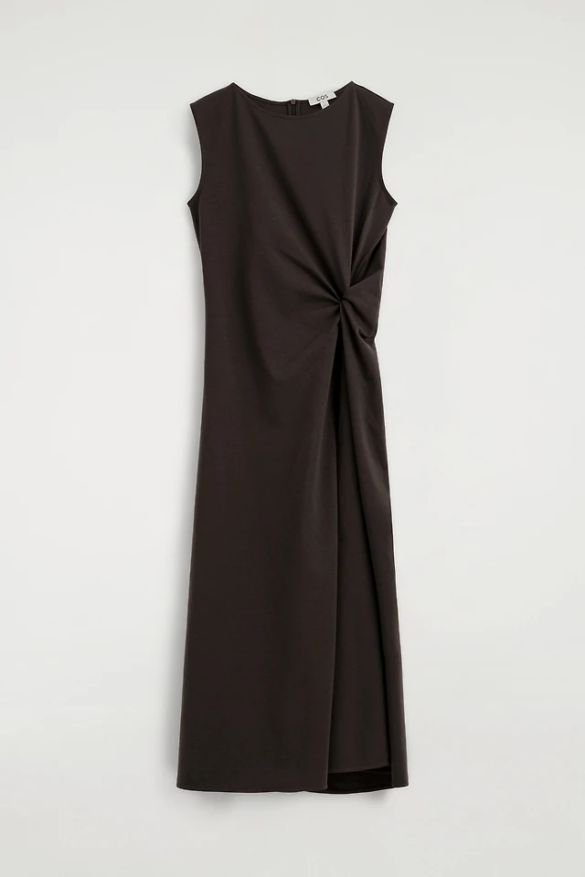 cos bow detail linen midi dress BOW-DETAIL LINEN MIDI DRESS