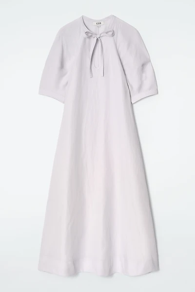cos bow detail linen midi dress BOW-DETAIL LINEN MIDI DRESS