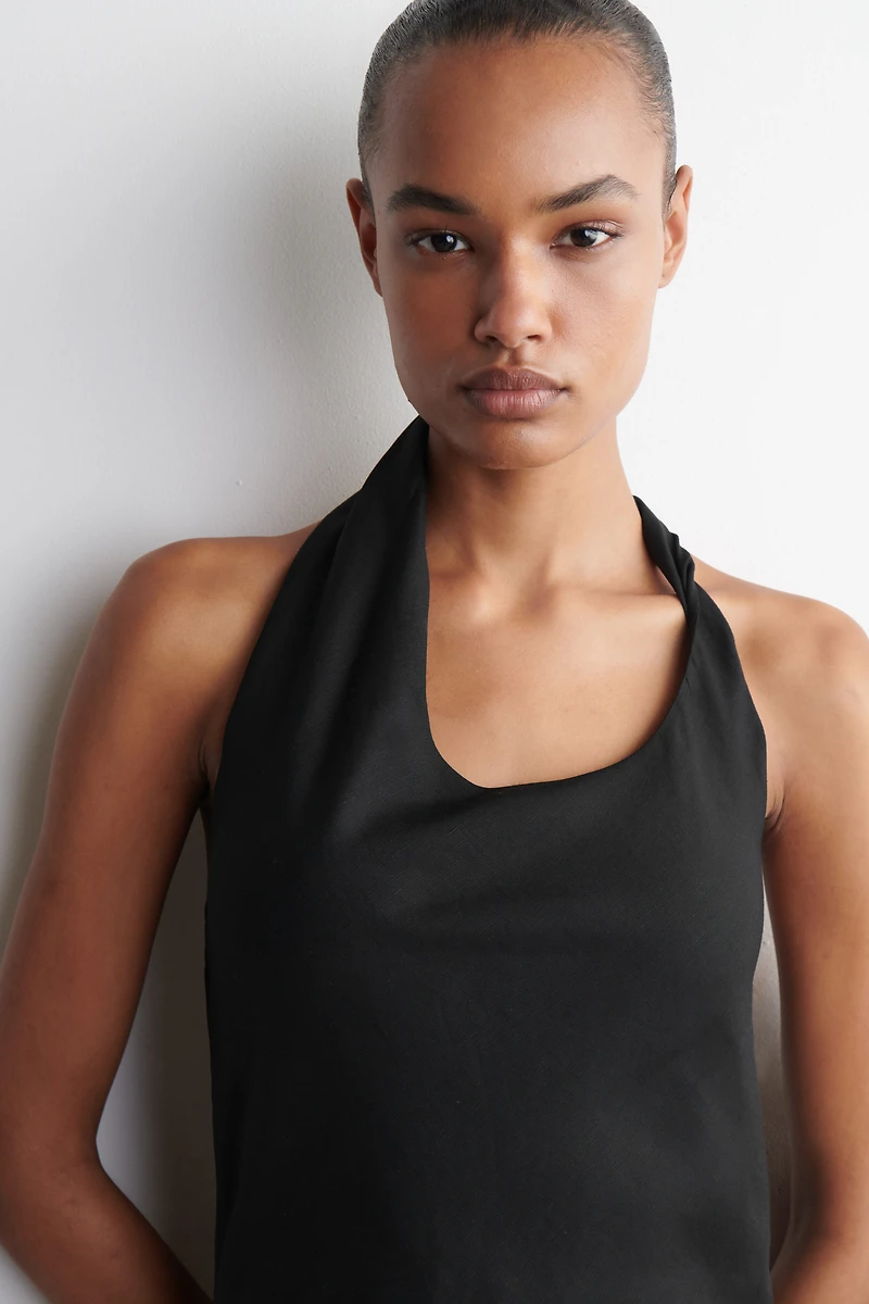 Cos TWISTED LINEN-BLEND HALTERNECK DRESS | King's Cross Cos TWISTED LINEN-BLEND HALTERNECK DRESS | King's Cross