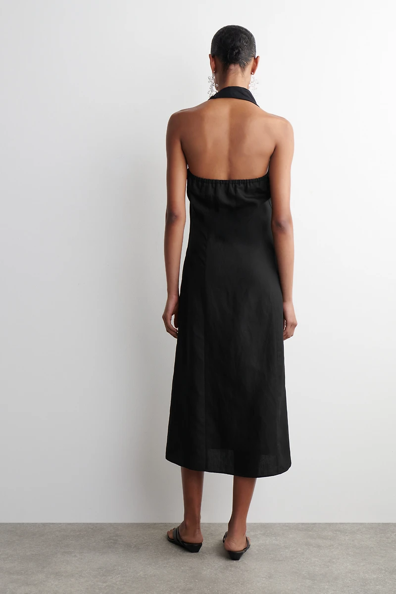 Cos TWISTED LINEN-BLEND HALTERNECK DRESS | King's Cross