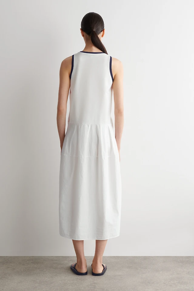 asymmetric panelled denim midi dress ASYMMETRIC PANELLED DENIM MIDI DRESS 135.00 | 