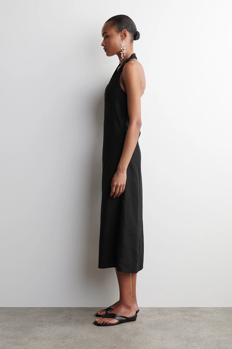 Cos TWISTED LINEN-BLEND HALTERNECK DRESS | King's Cross Cos TWISTED LINEN-BLEND HALTERNECK DRESS | King's Cross