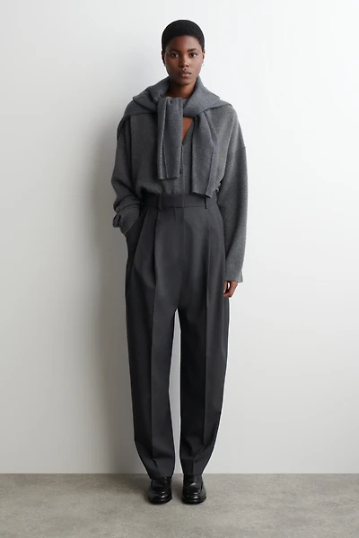 cos pleated wool-blend shirt dress PLEATED WOOL-BLEND SHIRT DRESS