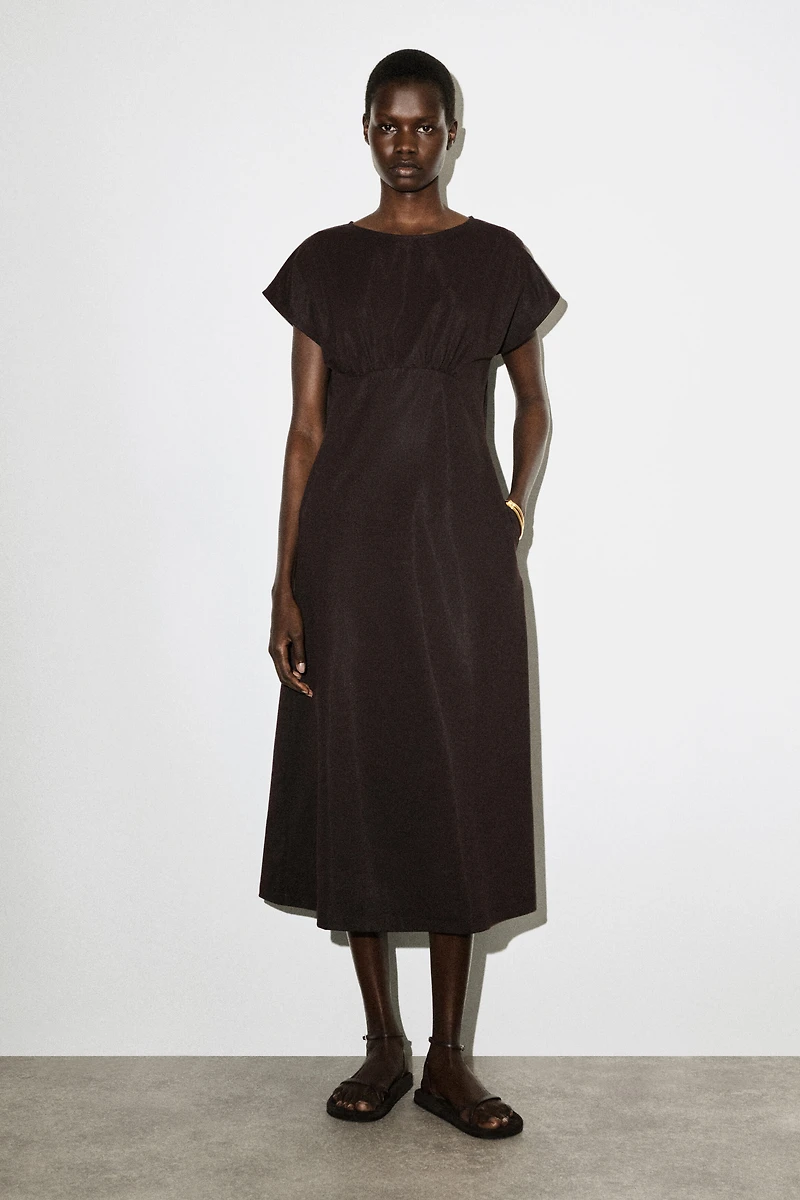 cos pleated jersey midi dress COS COS PLEATED HALTERNECK MIDI DRESS - BLACK - Dresses