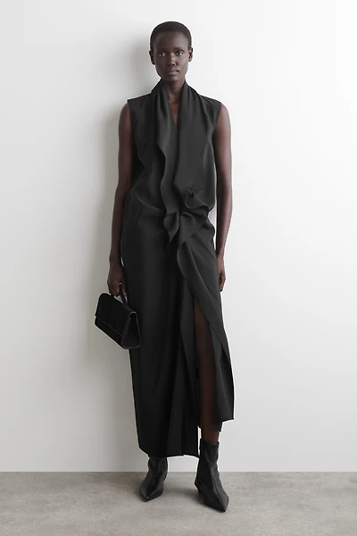& other stories draped midi dress Draped Midi Dress - Dark Brown