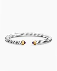 Classic Cable Bracelet Sterling Silver with 14K Yellow Gold and Amethyst