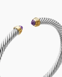 Classic Cable Bracelet Sterling Silver with 14K Yellow Gold and Amethyst