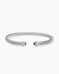 Classic Cable Bracelet Sterling Silver with Amethyst and Diamonds