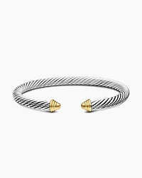 Classic Cable Bracelet Sterling Silver with 14K Yellow Gold Domes, 5mm