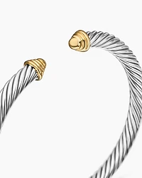 Classic Cable Bracelet Sterling Silver with 14K Yellow Gold Domes, 5mm