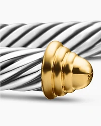 Classic Cable Bracelet Sterling Silver with 14K Yellow Gold Domes, 5mm