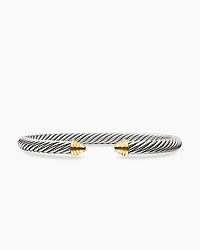 Classic Cable Bracelet Sterling Silver with 14K Yellow Gold Domes, 5mm