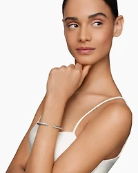 Classic Cable Bracelet Sterling Silver with Diamonds, 5mm