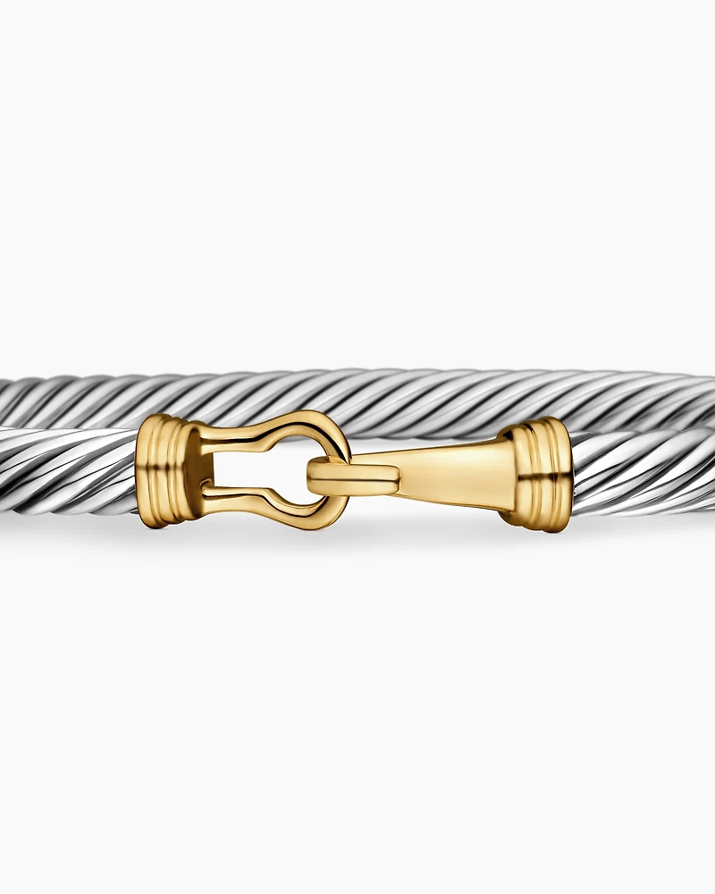 Buckle Classic Cable Bracelet Sterling Silver with 14K Yellow Gold