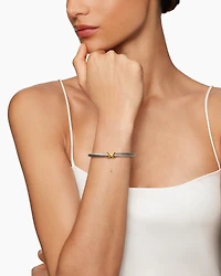 X Classic Cable Station Bracelet Sterling Silver with 14K Yellow Gold, 5mm