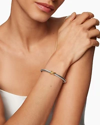 X Classic Cable Station Bracelet Sterling Silver with 14K Yellow Gold, 5mm