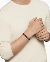 Spiritual Beads Bracelet Sterling Silver with Black Onyx and Pavé Diamond Station, 8mm