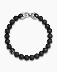Spiritual Beads Bracelet Sterling Silver with Black Onyx and Pavé Diamond Accent, 8mm
