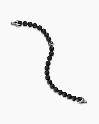 Spiritual Beads Bracelet Sterling Silver with Black Onyx and Pavé Diamond Accent, 8mm