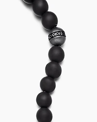 Spiritual Beads Bracelet Sterling Silver with Black Onyx and Pavé Diamond Accent, 8mm