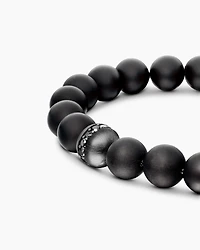 Spiritual Beads Bracelet Sterling Silver with Black Onyx and Pavé Diamond Accent, 8mm