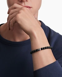 Spiritual Beads Bracelet Sterling Silver with Black Onyx and Pavé Diamond Accent, 8mm