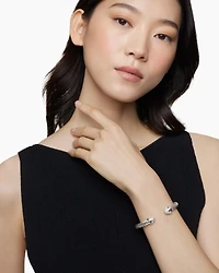 Classic Cable Bracelet Sterling Silver with Pavé Diamond Domes