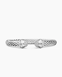 Classic Cable Bracelet Sterling Silver with Pavé Diamond Domes